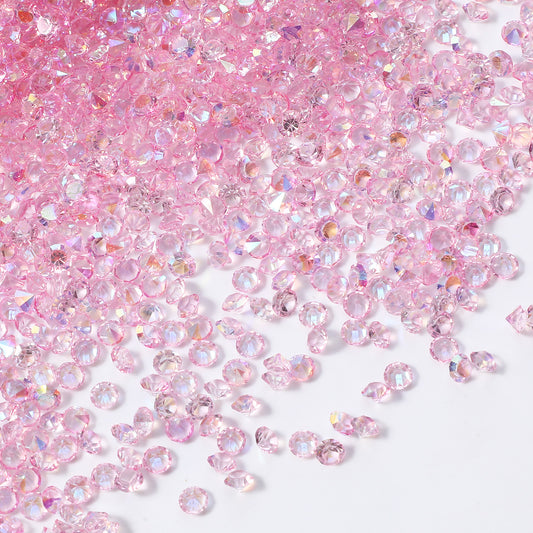 Lusofie 14400Pcs Diamond Confetti, 3MM Pink Acrylic Diamond Confetti Crystals, Table Scatters Vase Fillers Beads Glass Gems For Wedding Baby Shower Birthday Home Party Decorations(Light Pink Ab)