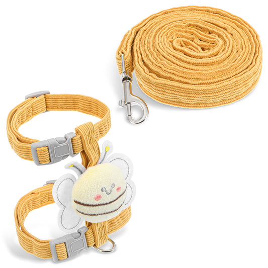 Cat Harness and Leash Set, Escape Proof Adjustable Kitten Harness, Yellow Bee Pattern,Soft Breathable Mesh for Small Cats, Bunnies, Rabbits