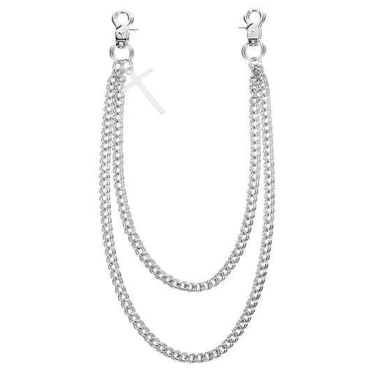 Yolev Pants Chain for Men Punk Pocket Chain Hip Hop Double-Layer Jean Chains Goth Accessories y2k Accessories Men for Jeans Keys Wallet Biker Motorcycle (Silver)