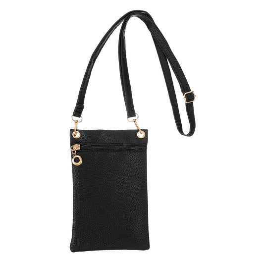 Lusofie Cell Phone Purse, PU Leather Cell Phone Crossbody Bag, Lightweight Phones Wallet Purse for Women, Adjustable Strap(Black)