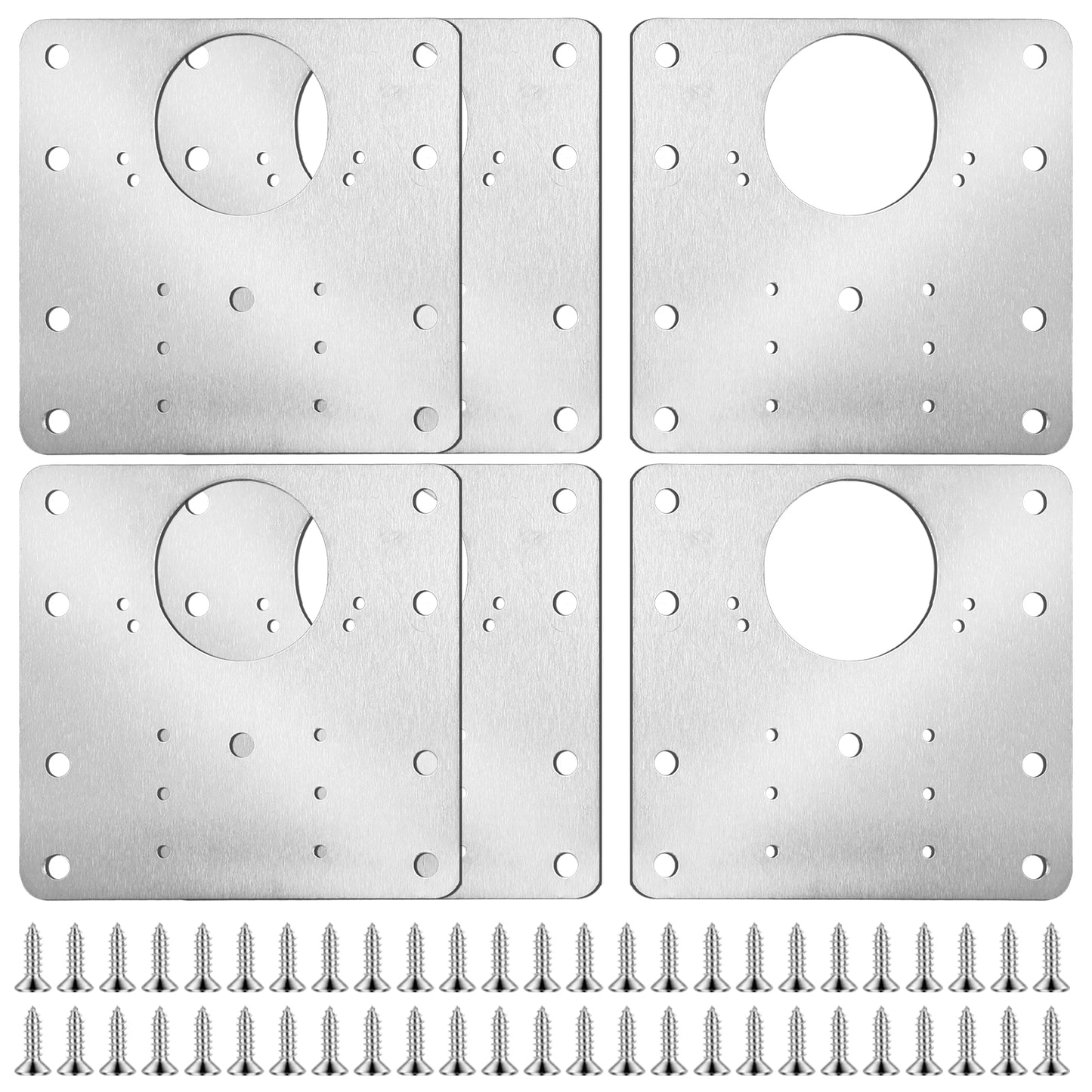 6PCS Cabinet Hinge Repair Plate Kit Durable Door Hinge Repair Kit with Mounting Screws Stainless Steel Cabinet Door Hinge Repair Replacement for Kitchen Cabinet Bathroom Cupboard Furniture Doors