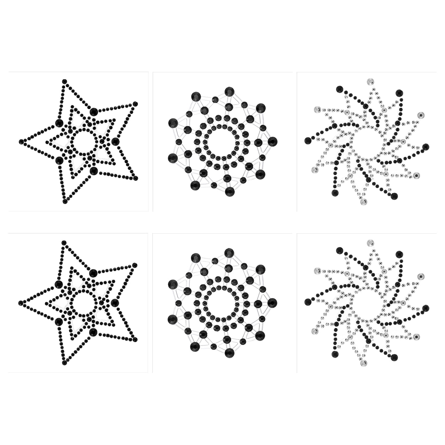 Breast Petals3 Pairs Sexy Nipple Covers Glitter Rhinestone Tassel Nipple Pasties Rave Christmas Reusable Crystal Pasty Petals Tattoo Chest Nipple Stickers for Women (Black)