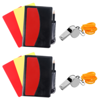 Tucnoeu 2Set Football Referee Kit Include Red Yellow Soccer Referee Cards Black Pocketbook and Metal Referee Whistles with Lanyard for Sports,Soccer