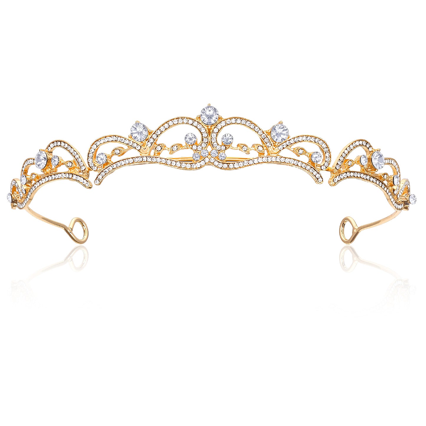 Gold Rhinestone Princess Crown, Alloy Tiara Headband for Women, Wedding Prom Birthday Party Costume Accessory