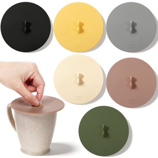 6 Pcs Silicone Lids for Cups, Colorful Silicone Cup Covers, Food Grade Seal Cup Covers, Universal and Reusable for Mugs, Tea, Coffee Cup(3.94 Inch)