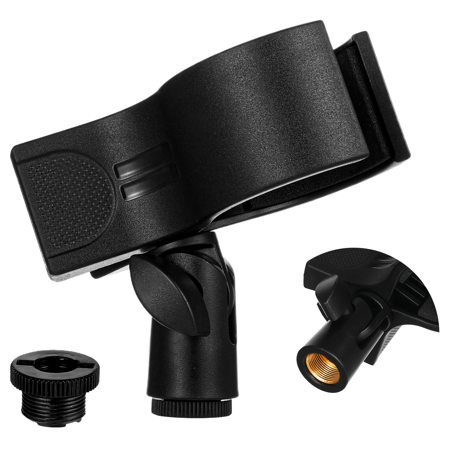 Microphone Holder,Adjustable Microphone Holder for Mic Stand, Microphones Clip,Fit for Most Condenser and Wireless Microphones with Outer Diameter Range 1.26" from 2.3", with A 5/8" to 3/8" Screw