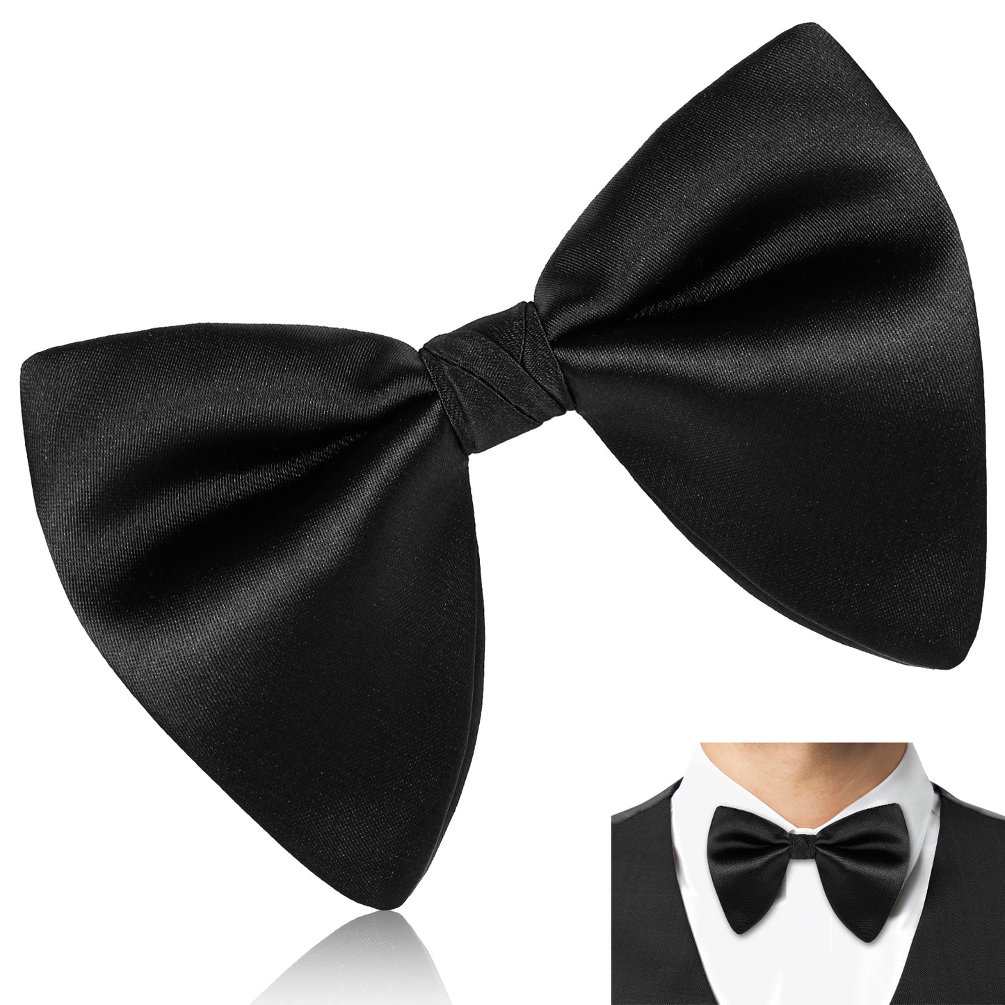 Tucnoeu Black Bow Ties for Men,Pre-Tied Men's Bow Ties,Adjustable Formal Mens Bowtie for Tuxedo/Wedding/Party