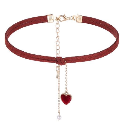 Josojoou Red Heart Choker for Women, Heart Choker Necklace, Valentines Day Gifts for Her, Trendy Fashion Jewelry for Girlfriend, Wife, Anniversary, Christmas