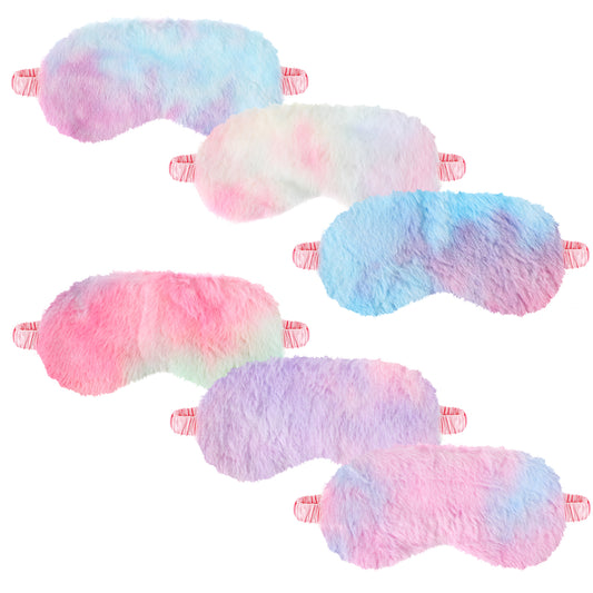 6Pcs Plush Sleeping Eye Mask, Kids Eye Masks for Sleeping, Kids Sleep Mask, Furry Eyeshade Soft Sleeping Blindfold Comfortable Eye Cover for Adults Kids Travel Nap Sleeping