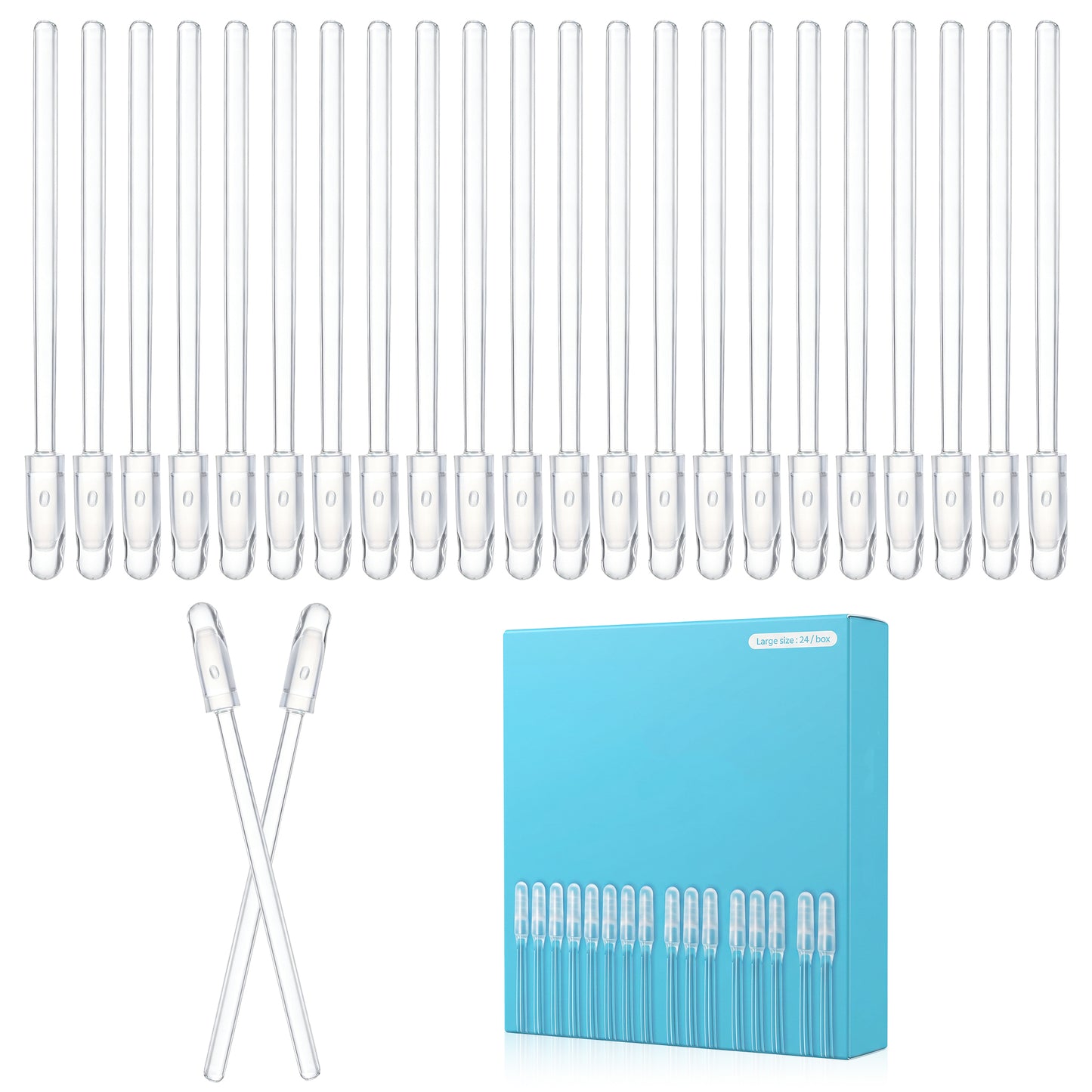 24Pcs Earwax Removal Adhesive Swabs - Sticky Ear Cleaning Stick Reusable Gentle Ear Wax Removal Tools with Soft Flexible Tip, Spiral Earwax Cleaner for Adults (Large)