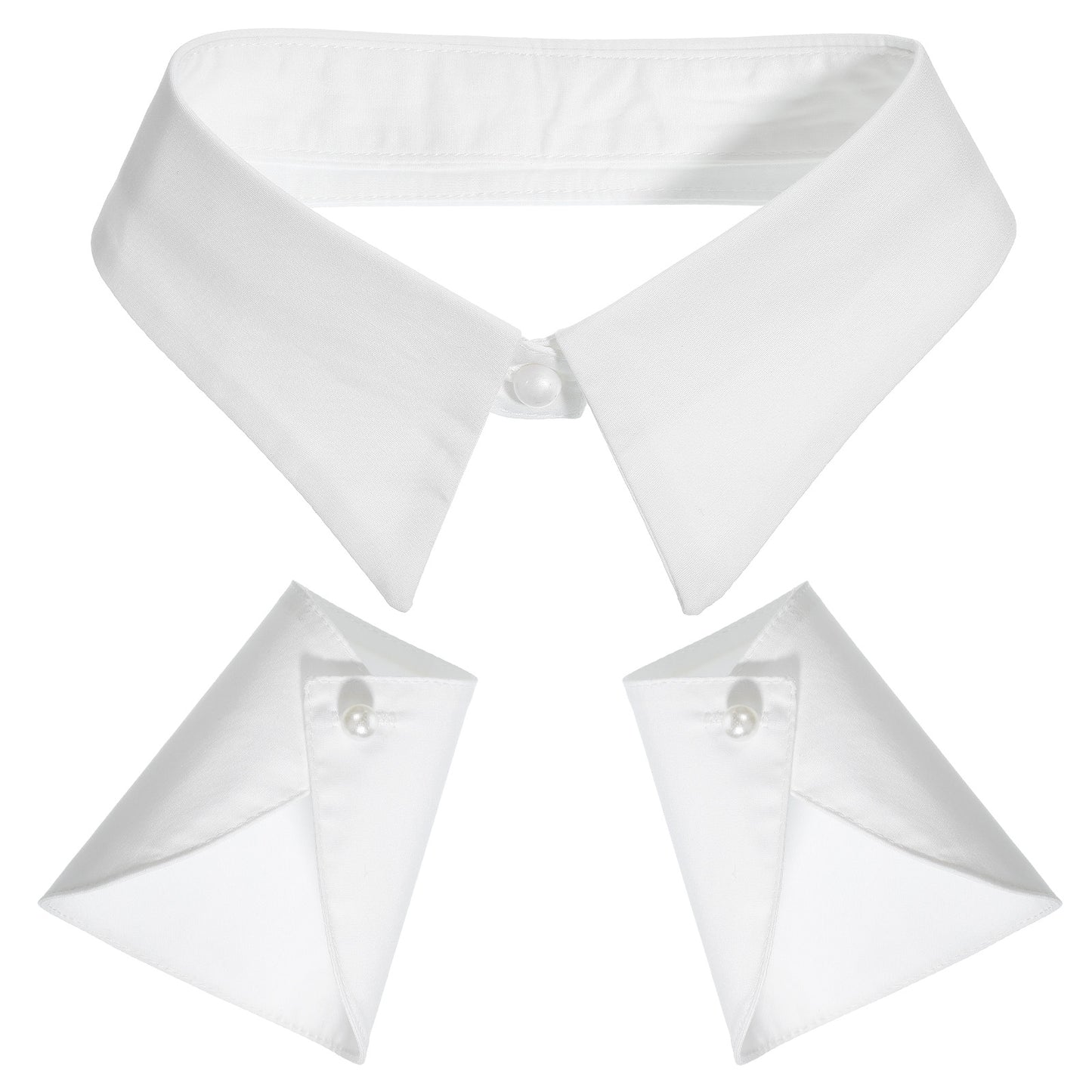 Tucnoeu Women Detachable False Collar And Cuffs Set, White Cotton Fake Shirt Collar, Versatile Accessory For Blouses
