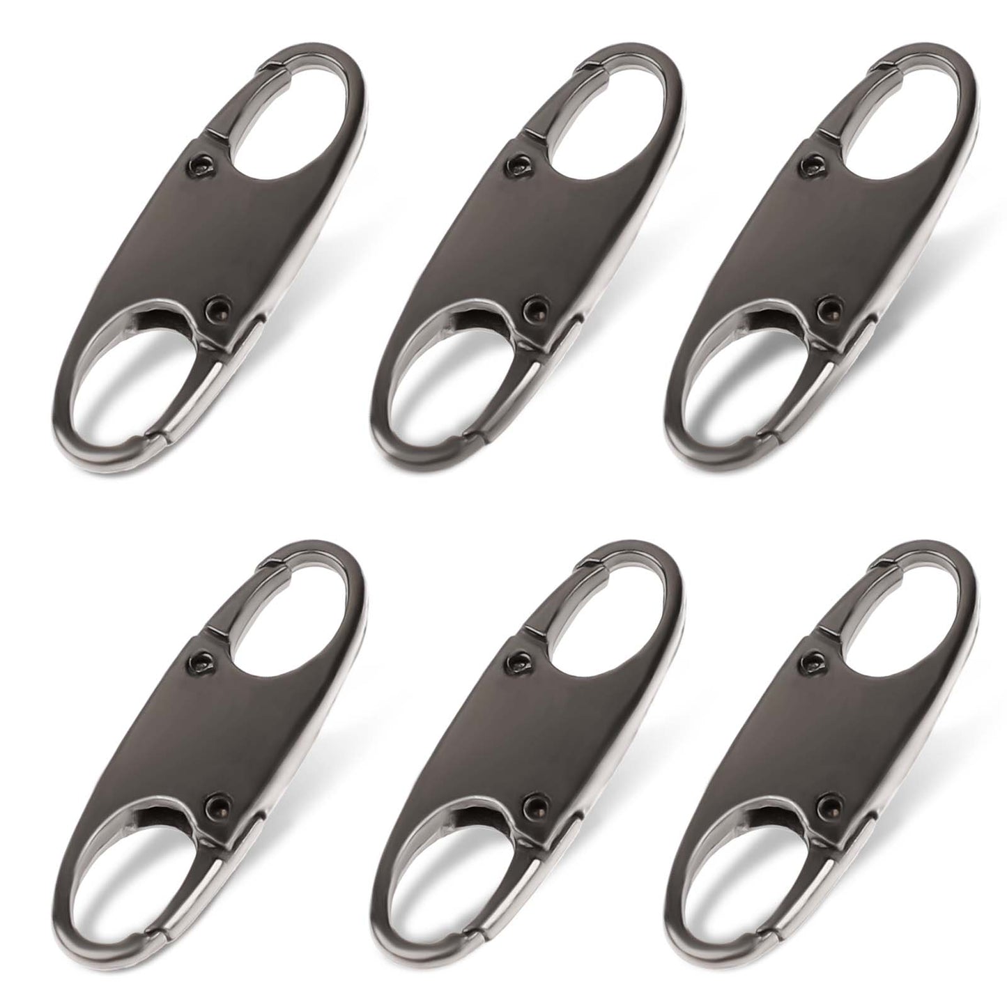 DIVINA VITAE Zipper Clips Anti Theft Deterrent, 6PCS S Carabiner Small Zipper Pull Locks Mini Snap S Hooks for Backpacks Camping Fishing Traveling Outdoor Sports (Dark Black)