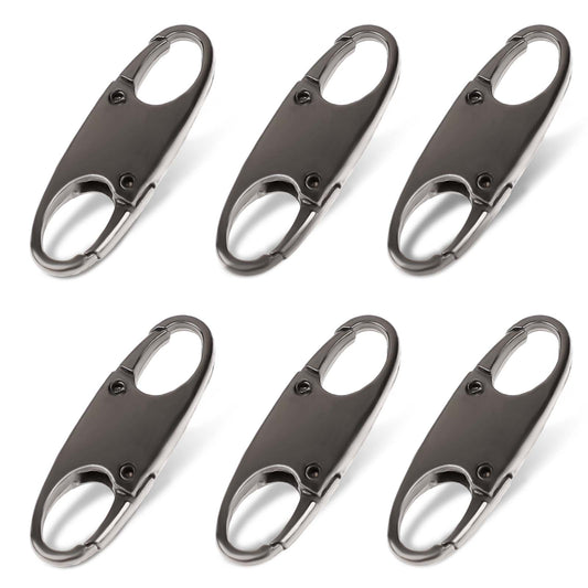 DIVINA VITAE Zipper Clips Anti Theft Deterrent, 6PCS S Carabiner Small Zipper Pull Locks Mini Snap S Hooks for Backpacks Camping Fishing Traveling Outdoor Sports (Dark Black)