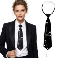 Tucnoeu Womens Tie Black Tie, Pre-tied Adjustable Neckties, Clip on Ties for Women, Uniforms, School, Cosplay, T-shirt Accessory