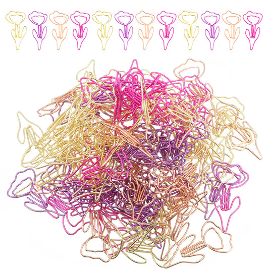 60Pcs Flower Shaped Paper Clips, Cute Colorful Paperclips for Office Supplies, Funny Floral Paper Clips for Bookmarks, Bulk Small Clips for Desk File Organization, Wedding Decoration Scrapbook