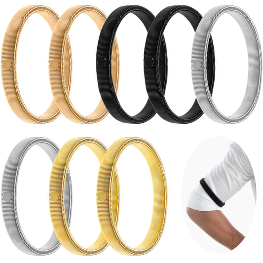 HekouJiub Sleeve Garters for Women 8Pcs Stretchy Metal Sleeve Holders Anti-Slip Armbands Shirt Sleeves Holder (4 Colors)