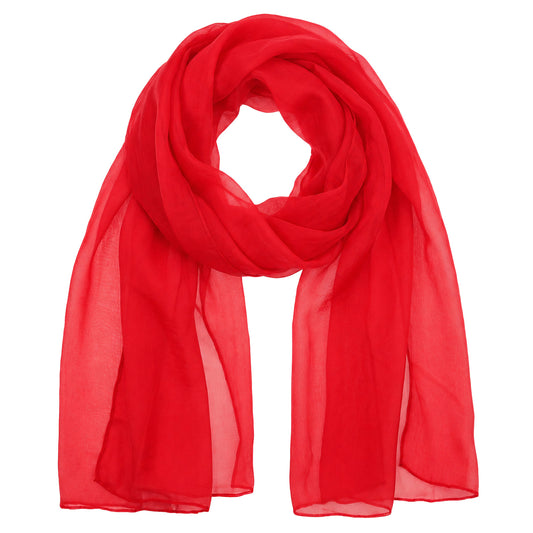 Telooco Chiffon Shawls and Wraps, Lightweight Chiffon Scarf (Red)