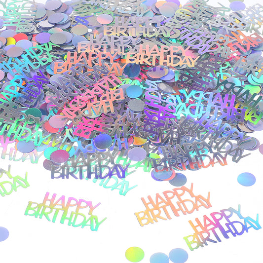 700 Pcs Iridescent Birthday Confetti with Polka Dot, Glitter Paper Table Decorations for Birthday Party, Festive Table Scatter for Celebrations