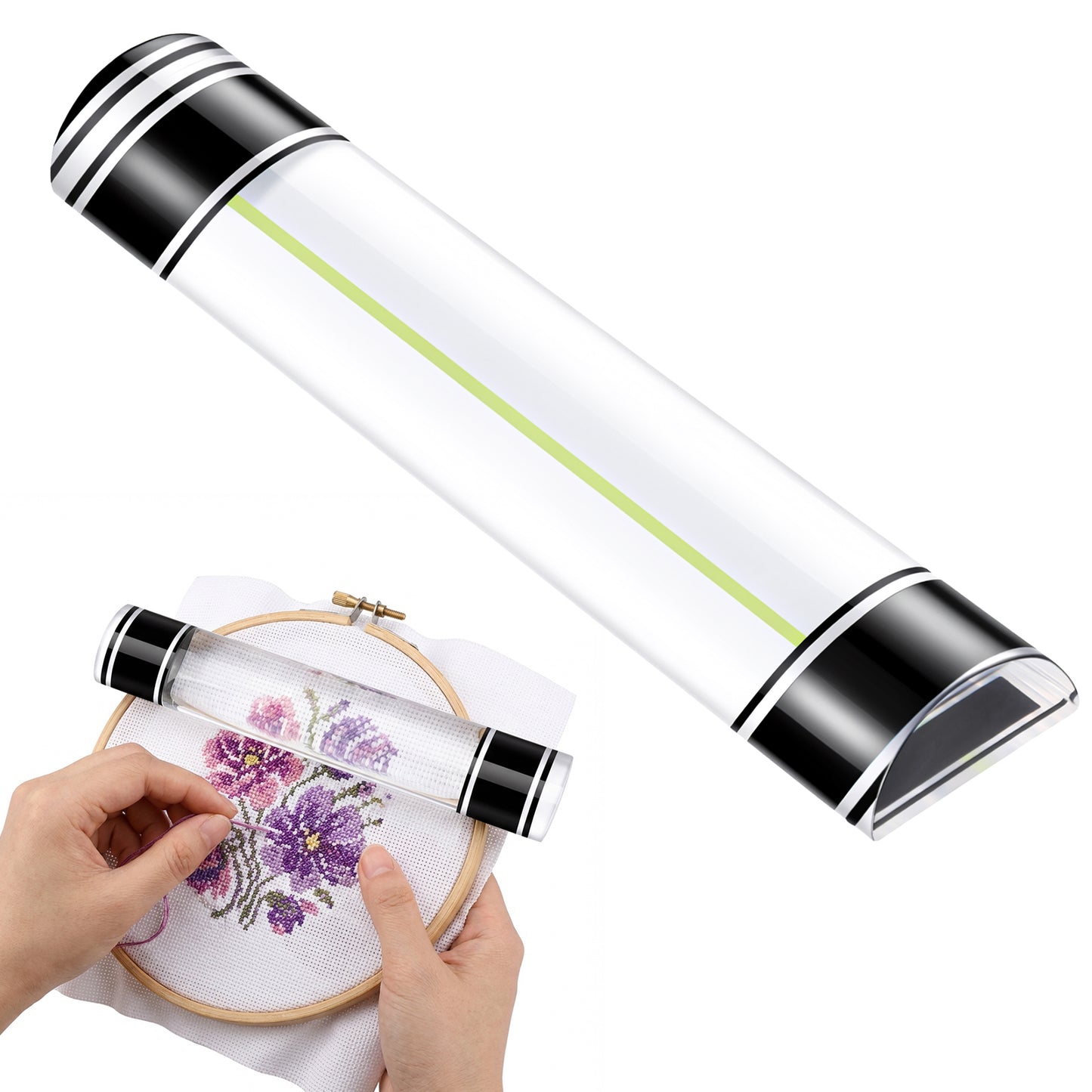 Magnifying Ruler with Yellow Guiding Line - 6 Inch Magnetic Ruler with Magnifying Bar - Page Magnifier for Reading Bible, Books, Newspaper and Cross Stitch Knitting Patterns and Card Games
