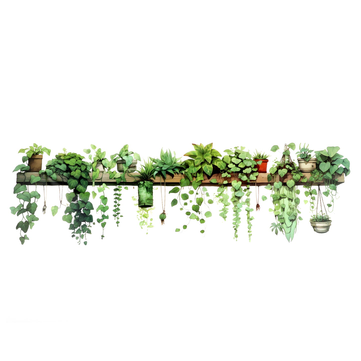 Plant Wall Decals Watercolor Decals for Walls Removable Vine Green Plants Wall Murals for Living Room Bedroom Home