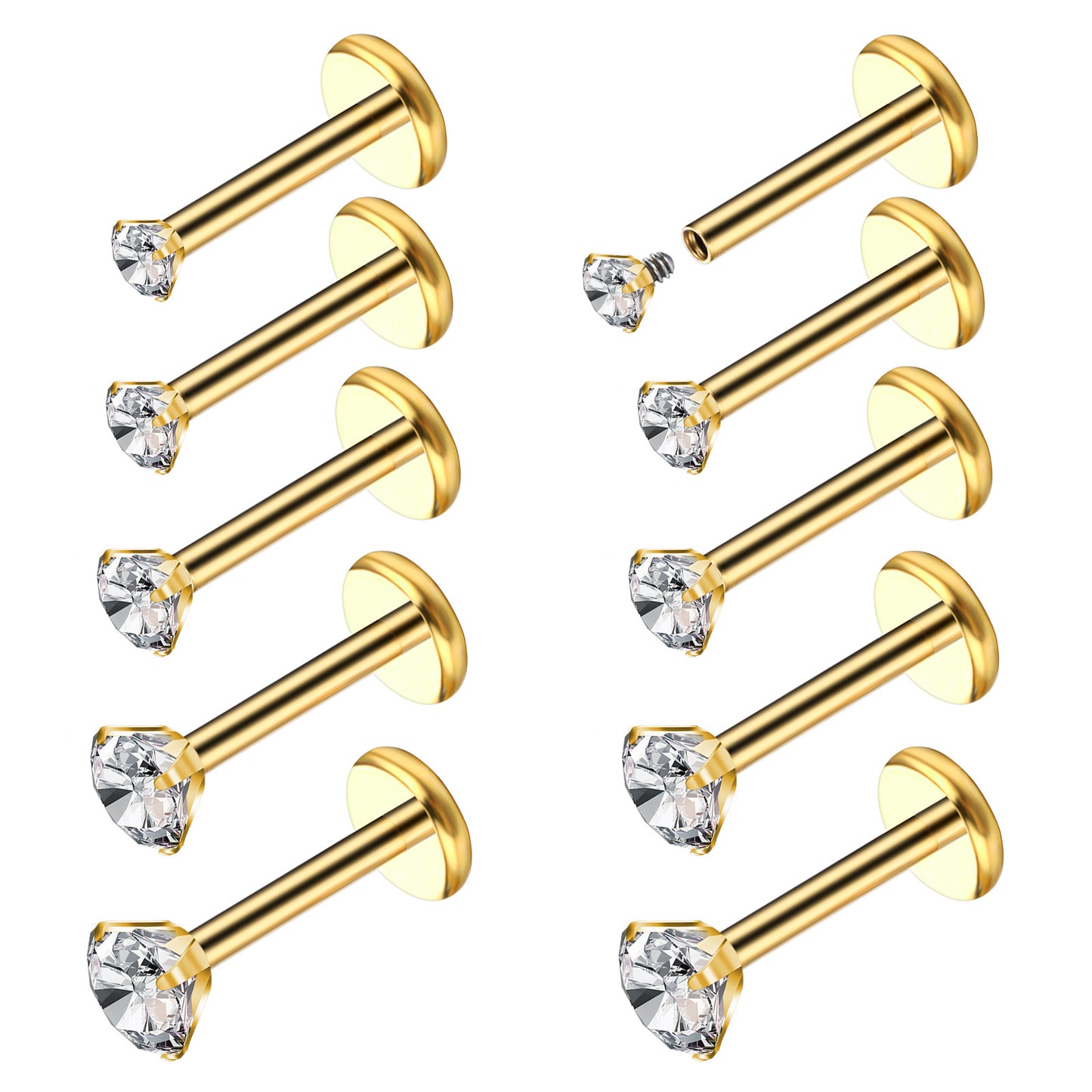 Telooco 10Pcs 16G Nose Rings Studs, Surgical Steel Cartilage Stud Nose Piercings Flat Back Studs Earrings Cartilage Helix Tragus Piercing Jewelry (1.5mm/2mm/2.5mm/3mm/4mm)