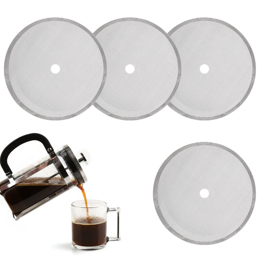 French Press Filters Replacement Mesh, 4 Pcs Stainless Steel Replacement Screen, Compatible with 48oz Stanley French Press Coffee Maker