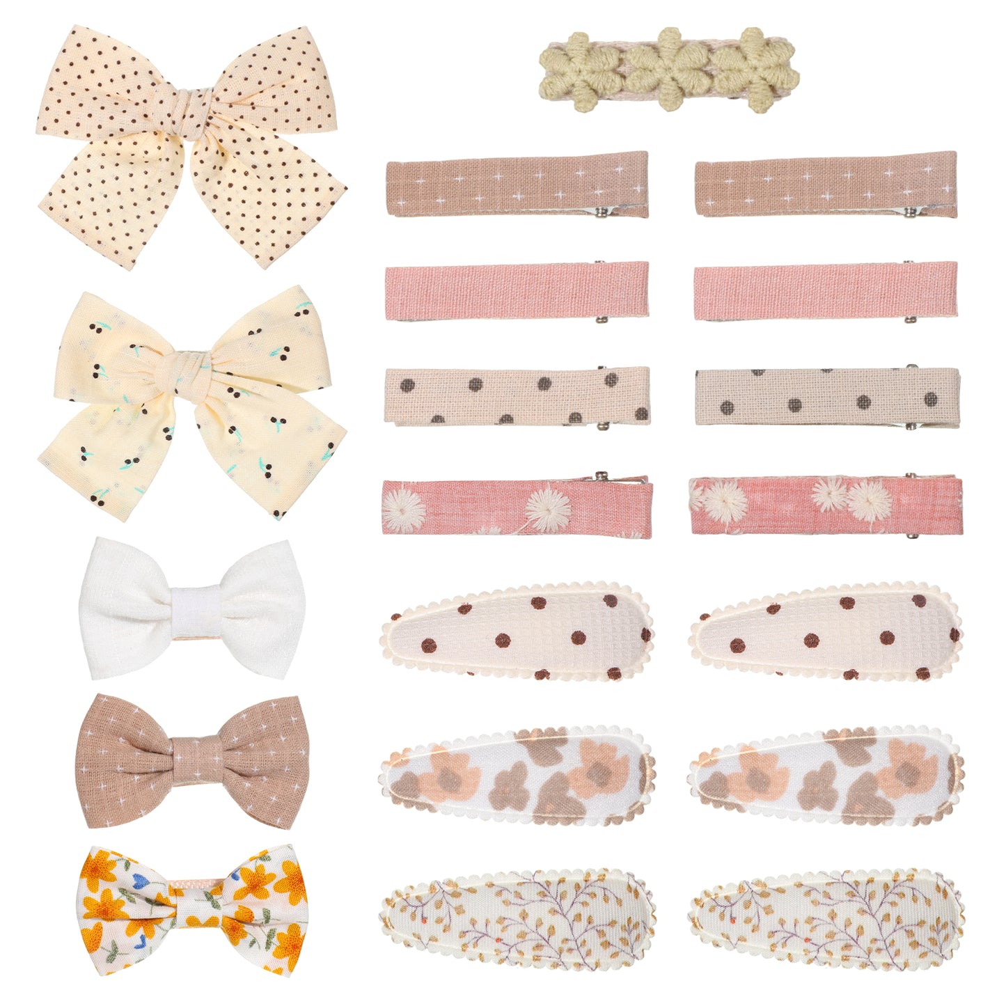 20pcs Hair Bow Clips for Little Girls, Bow Flower Baby Bows Clip, Lined Alligator Clips and Snap Hairpins Set, Hair Accessories for Toddler Girls