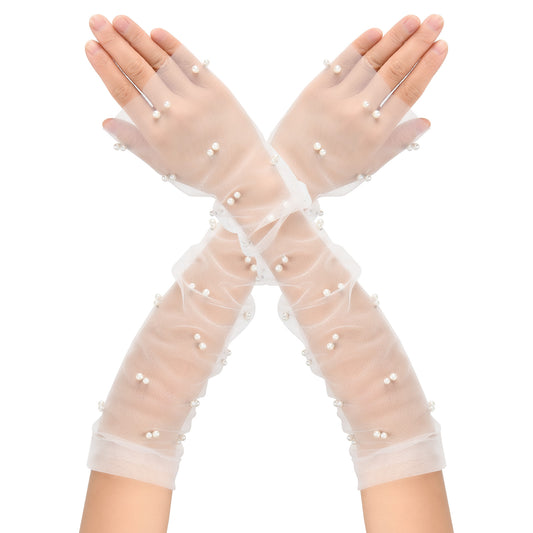 Yolev Long Wedding Tulle Gloves