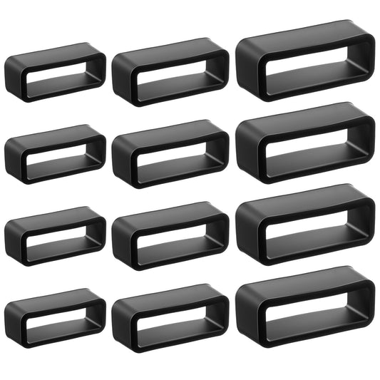 Josojoou 12Pcs Watch Band Loops, 18mm/20mm/22mm Silicone Watch Strap Holder Loops, Soft Watch Band Holder Keeper Retainer Fastener Ring Replacement for Smart Sport Watches Parts
