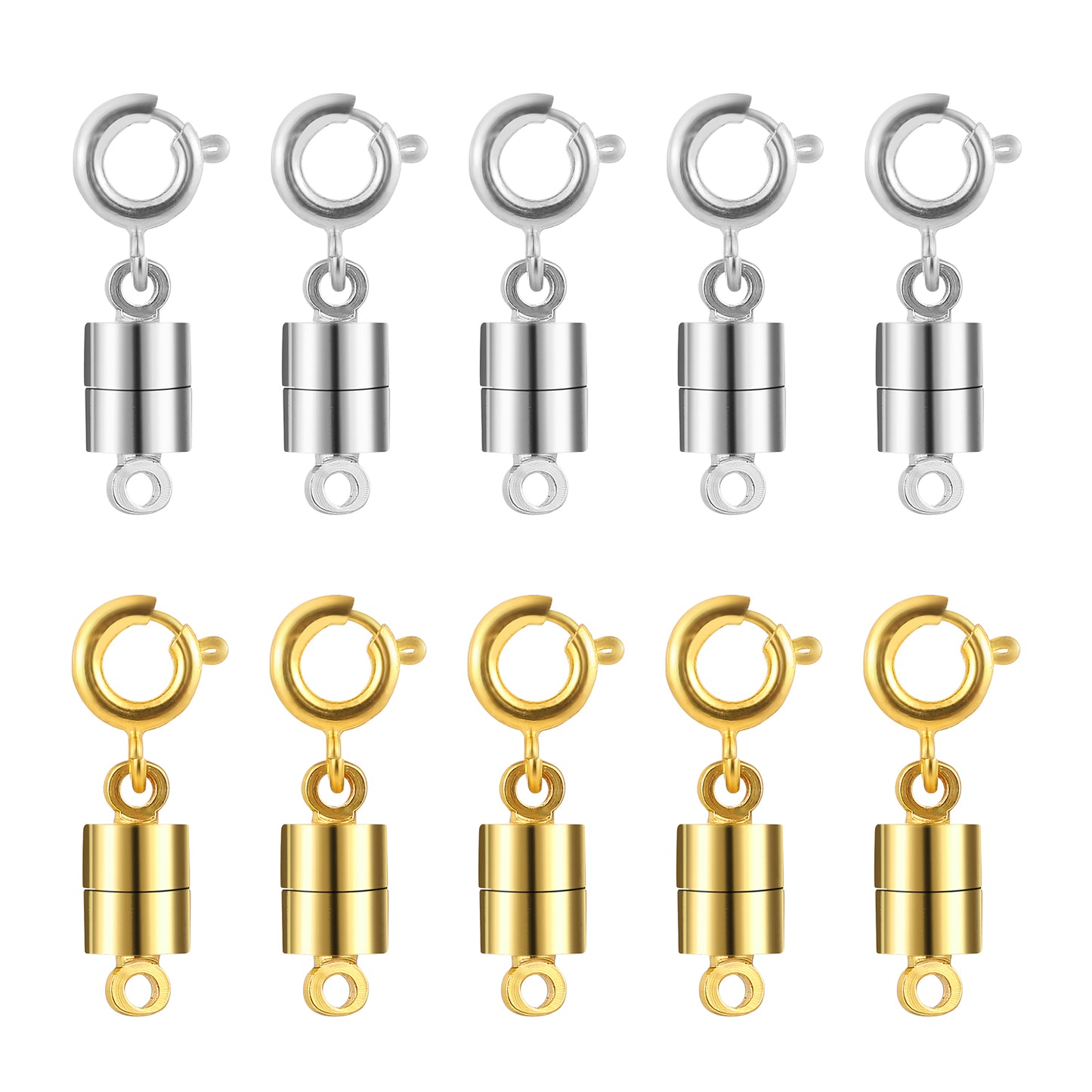 10pcs Magnetic Necklace Clasps and Closures Chain Fasteners Magnetic Jewelry Clasps Connector Locking for Necklaces Jewelry Accessories (5 Gold 5 Silver)