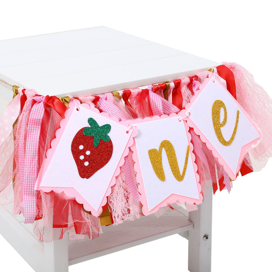 Berry First Birthday Banner Strawberry One Birthday High Chair Banner Berry 1st Birthdays Banners Strawberry Theme Birthday Party Decorations Supplies