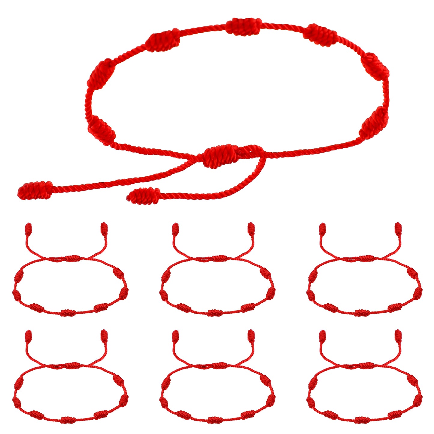 Tucnoeu 7pcs Red String,Red String Bracelet,Lucky Bracelets for Women, Adjustable Red Knot String Bracelet,Handmade Red Bracelet,Unisex Lucky Bracelet