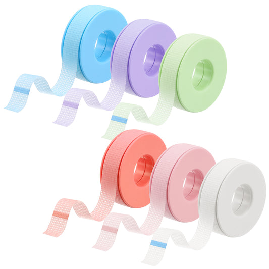 Josojoou 6 Rolls Eyelash Tape, Breathable Lash Tape for Eyelash Extensions, Adhesive Eyelash Extension Supplies for Sensitive Skin to Make Up/Lips/Eye Shadow/DIY/ - 0.47 Inch x 9.84 Yard/(Colorful)