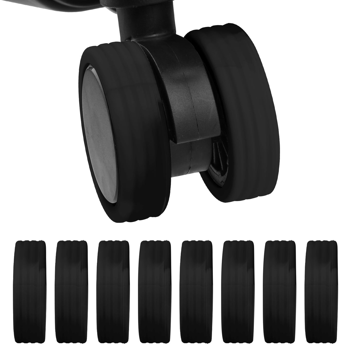 DIVINA VITAE 8PCS Silicone Luggage Wheel Protector Covers Portable Silicone Spinner Suitcase Wheel Covers Protective for Anti Scratch Shock-Proof(Black)