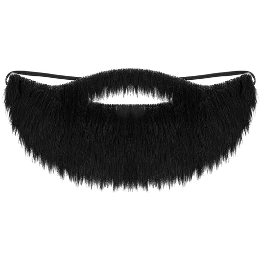 Black Fake Beard Elastic Fake Mustache Realistic Black Costume Facial Hair for Role Play, Men's Makeup, Christmas, Halloween Party Supplies