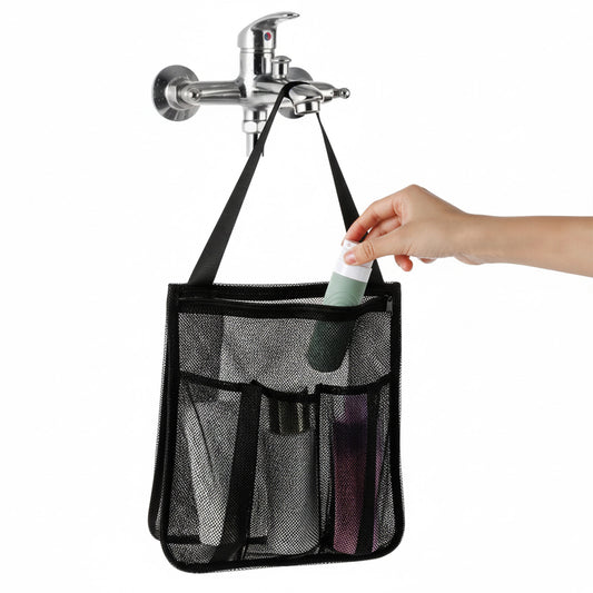 Mesh Shower Caddy Portable Black Bathroom Bag with Zipper Mesh Toiletry Bag for Travel Camp College Student Dorms Beach Gym Shower Essentials