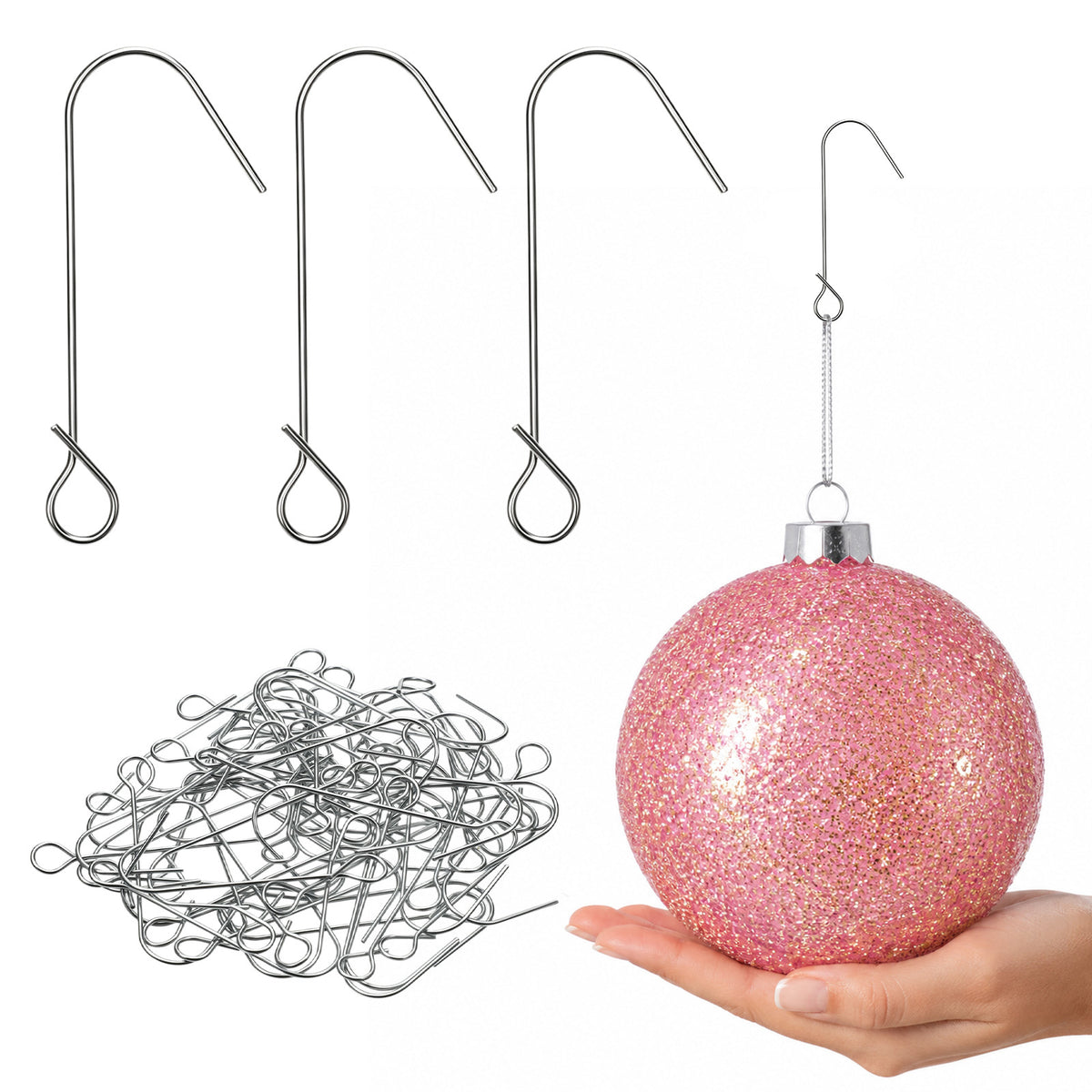 50Pcs Christmas Ornament Hooks Heavy Duty Metal J Hooks Ornament Hanger