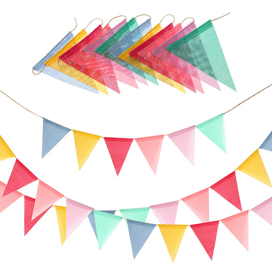 Pennant Banner Flags - Colorful Triangle Banner Polyester Party Banners, Bunting Flags Outdoor Party Decorations for Birthday Easter Carnival (4 Strings)