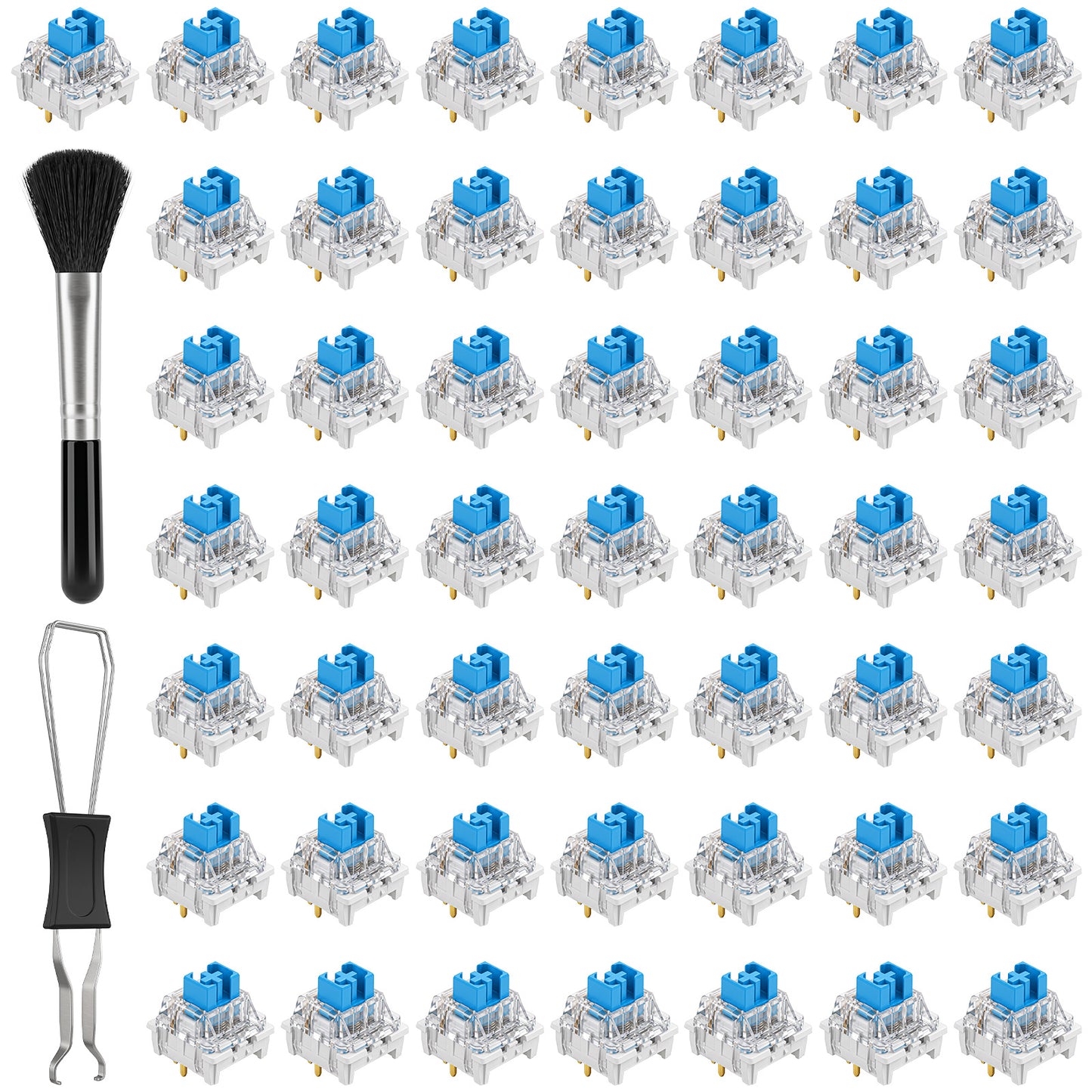 50 Pieces Blue Mechanical Keyboard Switches with Switch Puller & Brush(50)