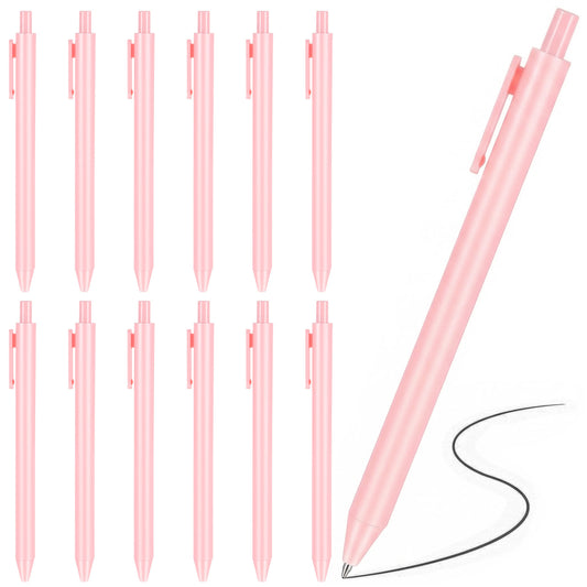HaiFafafaing 12 Pcs Pink Gel Pens Black Ink 0.5 mm Fine Point - Cute Pink Black Ink Pens - Smooth Writing Pen for School, Office Products, Teacher, Bridal Shower