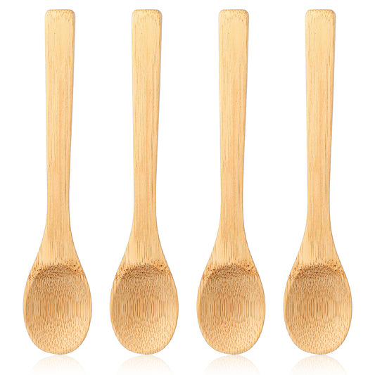 6 Pcs Wooden Spoons for Eating 6.3 Inch Bamboo Small Wooden Spoons Little Tea Spoon for Daily Use Honey Kitchen Supplies