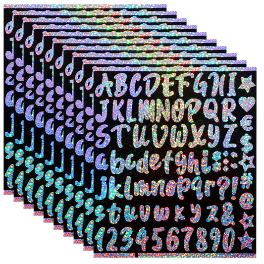 10 Sheets Vinyl Letter Stickers for Stanley Cup Glitter Waterproof Alphabet Sticker Personalized Letter Number Name Tags Logo Stick on Letters Lettering Water Bottle Stickers for Cups Crafts Laptop