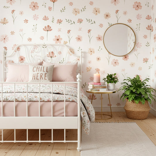 9 Sheets Boho Flower Wall Decals Daisy Flower Wall Stickers Boho Flowers Decals for Walls Playrooms and Art Bedroom Classroom High Coverage Removable Peel and Stick Wall Decor