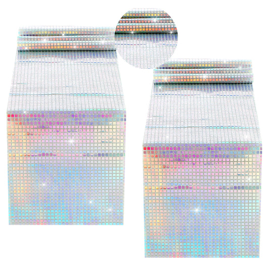 Lusofie 2 Pcs Glitter Disco Table Runners Sequin Disco Table Cloth 70s Disco Party Decorations Hot Pink Birthday Decorations for Disco Theme Parties Birthday Parties Table Cover.