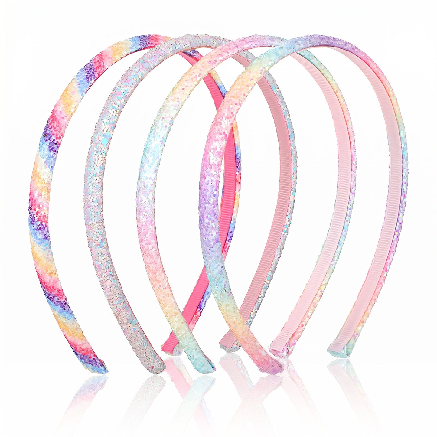 4Pcs Headbands for Girls- Glitter Sequin Girls Headbands- Women Colorful Rainbow Hair Bands with Teeth, Kids, Toddlers Colorful Hair Accessories, Back to School Supplies