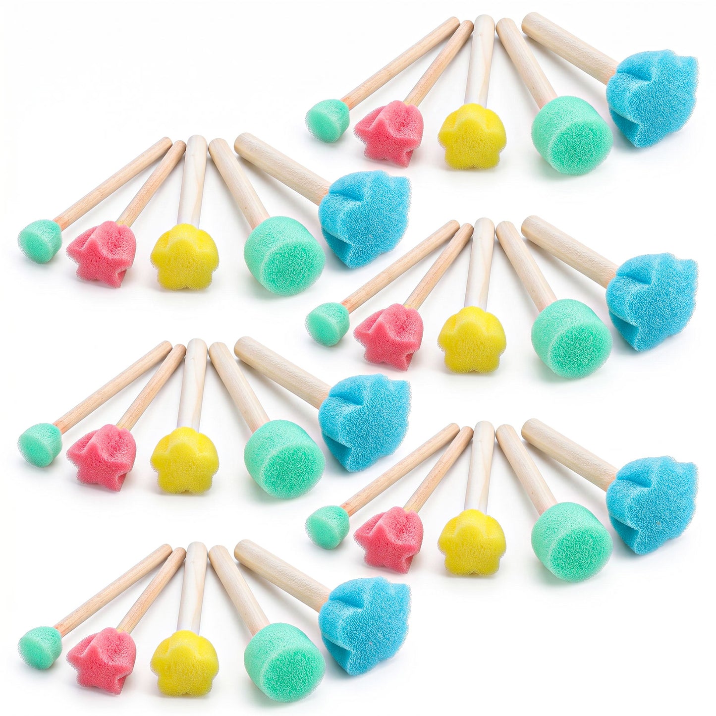 30 Pcs Sponge Brushes for Painting - Round Flower Foam Brush Paint Sponges - Stippler Paintings Sponge Paint Brushes for Acrylic with Wooden Handle for Crafts DIY Painting Tools