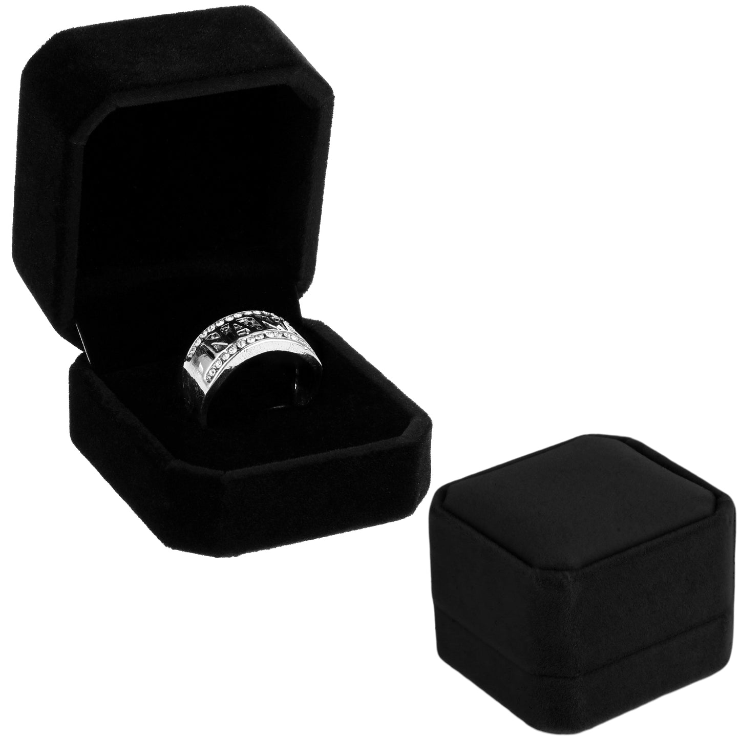 Tucnoeu 2pcs Ring Box,Velvet Earring Ring Brooch Cufflink Boxes,Small Wedding Ring Box Engagement Ring Box Earrings Box Cufflink Box for Proposal Wedding Ceremony Anniversary Birthday Present(Black)