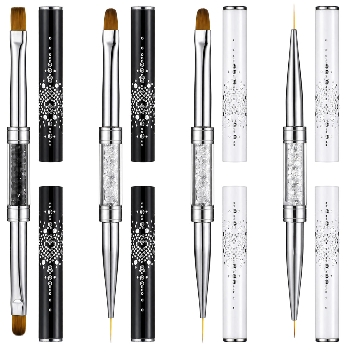 4 Pcs Double-headed Nail Brushes for Builder Gel, Builder Gel Brushes