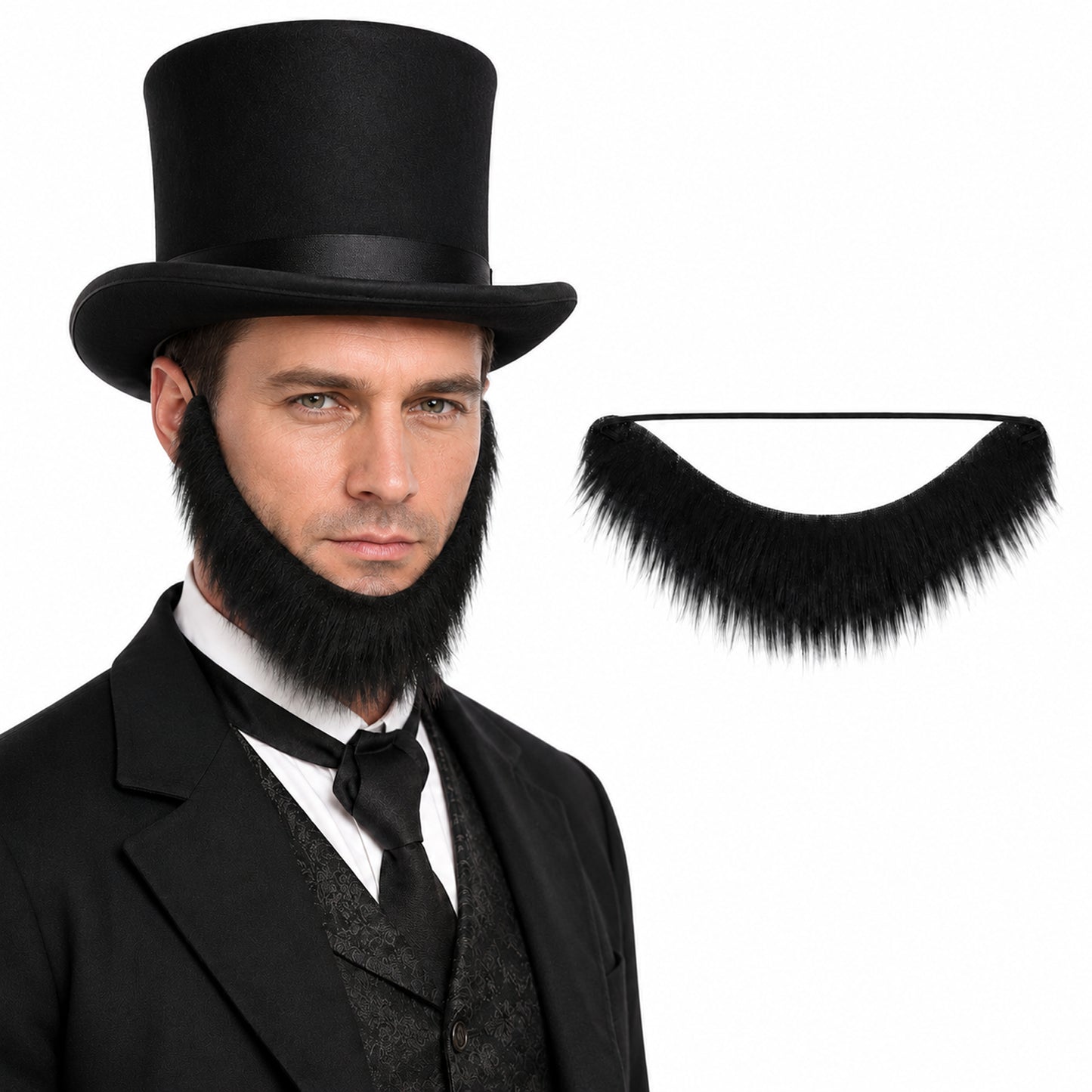 2Pcs Straight Fake Mustaches,Large Realistic Mustache,Black Fake Facial Hair for Cosplay Costumes and Halloween Parties