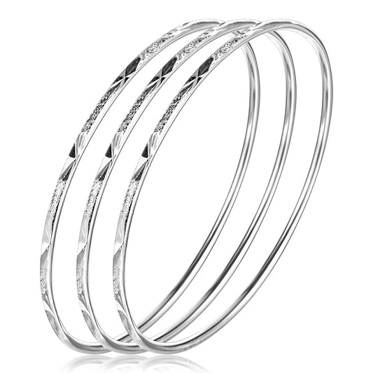 Lusofie 925 Sterling Silver Bangle Bracelet for Women, Elegant Shiny Star Cuff Bangle Bracelet for Mom, Wife on Valentine's Day, Mother's Day(Silver,2.44in)